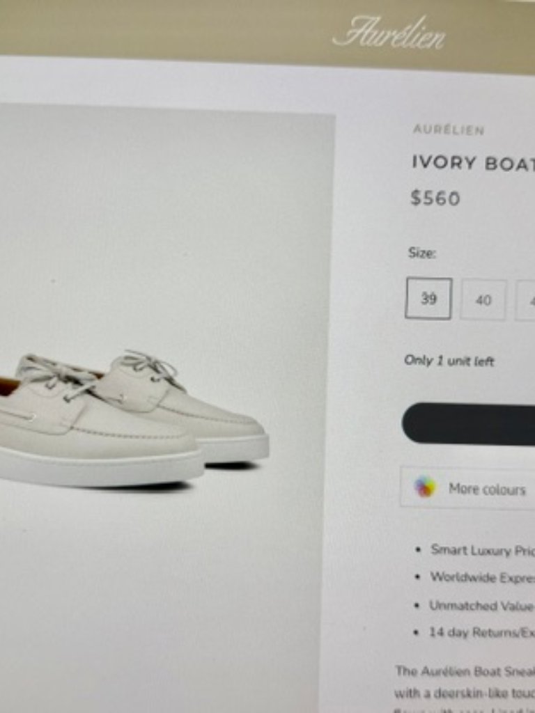 Aurelien Ivory Grain Boat Sneakers, Made In Italy, Size 43, Excellent, Rt560$ — image 4 of 8
